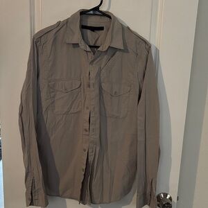 Men's Tan Button-Up Shirt